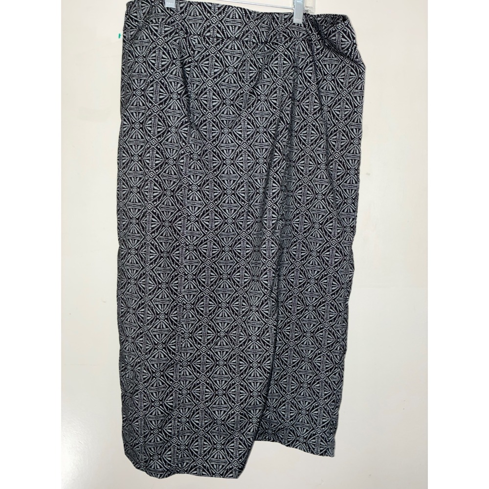 RipSkirt Hawaii Wrap Skirt Womens XL Black White Geometric Tribal Midi Length
